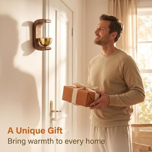 Magnetic Door Chime Brass Bell for Door Opening - Solid Wood Shopkeepers Bell - Easy Install Decorative Doorbell for Home, Store, Fridge - Pleasant Sound Entrance Alert & Unique Gift in Kuwait
