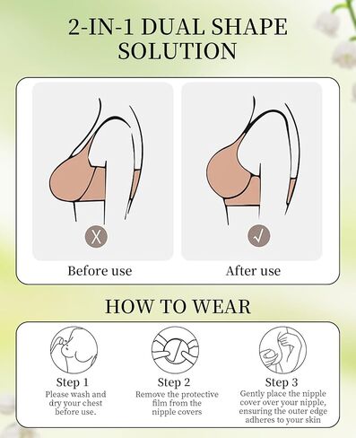 2 Pairs Reusable Nipple Covers for Women, Invisible Silicone Pasties with Lift (Nude Round & Teardrop) Ultra Thin Seamless Waterproof Breathable Sticky in Saudi Arabia
