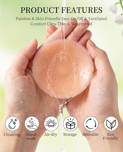 2 Pairs Reusable Nipple Covers for Women, Invisible Silicone Pasties with Lift (Nude Round & Teardrop) Ultra Thin Seamless Waterproof Breathable Sticky in Saudi Arabia