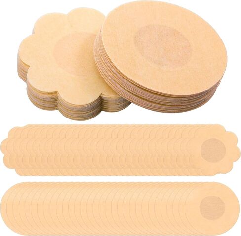 Sibba Nipple Covers for Women 60 Pcs Disposable Invisible Breast Petals Round Lace Pasties Non-Woven Adhesive Bra Tape Beige Nude Sticky Boob Covers for Backless Dresses Summer in Kuwait