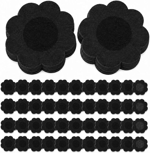 Black Nipple Covers, 100Pcs Disposable Nipple Cover Stickers for Women, Adhesive Fabric Breast Cover, Invisible Women Pasties Sticker for Dress, Summer, Swimming, Party (6cm) in Kuwait