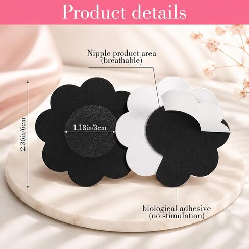 Black Nipple Covers, 100Pcs Disposable Nipple Cover Stickers for Women, Adhesive Fabric Breast Cover, Invisible Women Pasties Sticker for Dress, Summer, Swimming, Party (6cm) in Kuwait
