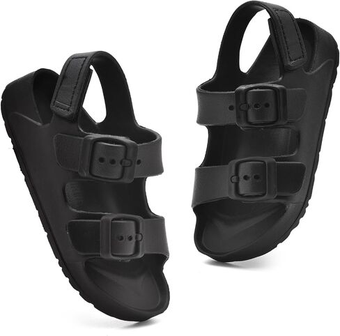 Toddler Sandals Dual-Sized with Arch Support, Non-Slip EVA Buckle Water Shoes for Boys Girls, 5-12 in Saudi Arabia