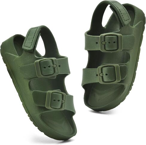 Toddler Sandals Dual-Sized with Arch Support, Non-Slip EVA Buckle Water Shoes for Boys Girls, 5-12 in Saudi Arabia