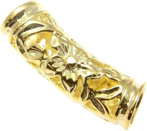 Arthur's Jewelry 925 sterling silver yellow gold plated Hawaiian plumeria scroll barrel 21mm pendant in Kuwait