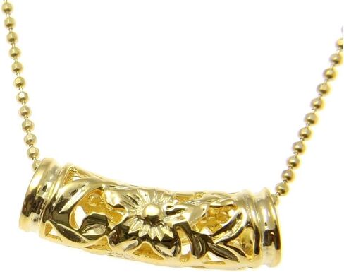 Arthur's Jewelry 925 sterling silver yellow gold plated Hawaiian plumeria scroll barrel 21mm pendant in Kuwait