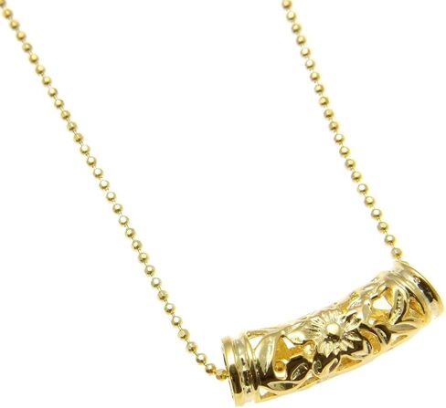 Arthur's Jewelry 925 sterling silver yellow gold plated Hawaiian plumeria scroll barrel 21mm pendant in Kuwait