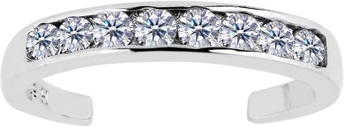 Jewelry Affairs Sterling Silver Channel Set CZ Cuff Style Adjustable Toe Ring in Kuwait