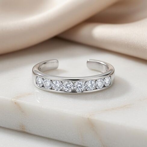 Jewelry Affairs Sterling Silver Channel Set CZ Cuff Style Adjustable Toe Ring in Kuwait