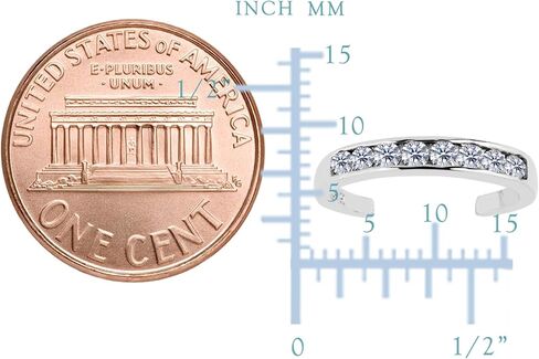Jewelry Affairs Sterling Silver Channel Set CZ Cuff Style Adjustable Toe Ring in Kuwait