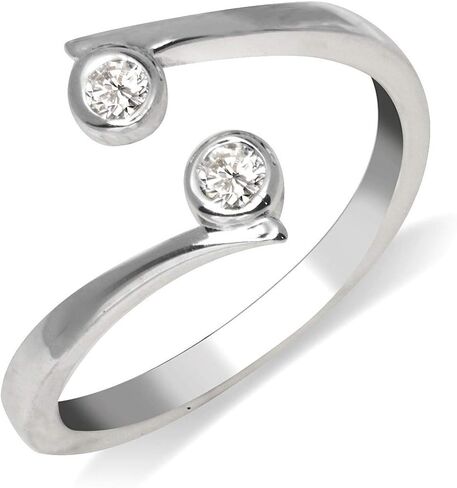 JewelryWeb Solid 925 Sterling Silver Elegant Bypass Adjustable Bezel-set Cubic Zirconia Toe Ring (10mmx15mm) in Kuwait