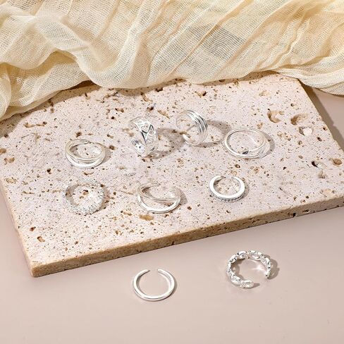 9PCS Toe Rings for Women, Silver Non Tarnish Simple Open Adjustable Toe Ring Set for Summer Beach Foot Jewelry in Kuwait