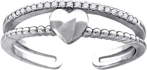 JewelryWeb 925 الفضة الاسترليني المرأة مكعب زركونيا الحب القلب قابل للتعديل اصبع القدم خاتم اصبع القدم للنساء in Kuwait