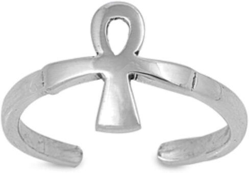 Blue Apple Co. Ankh Adjustable Silver Toe Ring Band 925 Sterling Silver in Kuwait