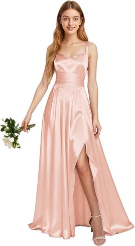 TAISHAN Junior Bridesmaid Dresses Slit Satin Flower Girl Dress Spaghetti Strap Ruched Formal Prom Party Dress for Girls in Saudi Arabia