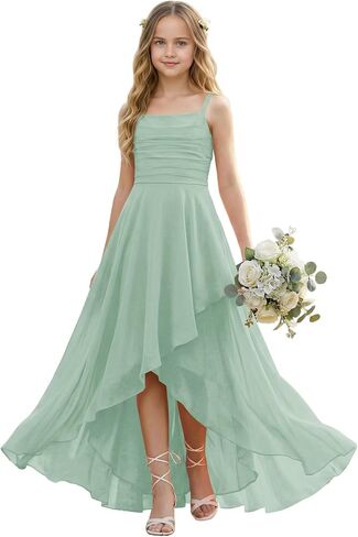 Junior Bridesmaid Dress Spaghetti Straps Girls Bridesmaid Dresses Princess Pageant Prom Gowns in Saudi Arabia