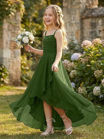 Junior Bridesmaid Dress Spaghetti Straps Girls Bridesmaid Dresses Princess Pageant Prom Gowns in Saudi Arabia