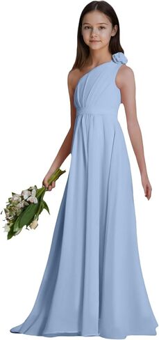 Chiffon Junior Bridesmaid Dresses One Shoulder Flower Girl Dresses for Wedding Girls Formal Dress in Saudi Arabia