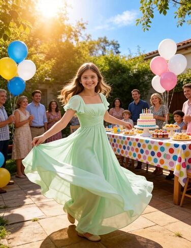 Junior Bridesmaid Dresses Chiffon Flutter Sleeves Flower Girl Dress Square Neck Empire A Line Teens Girls Formal Gown in Saudi Arabia