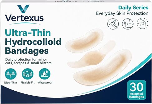 Ultra-Thin Hydrocolloid Gel Bandages for Advanced Healing, 30 Count Assorted Sizes, Waterproof Hydrocolloid Dressings for Minor Cuts, Scrapes, Blisters and Burns, Invisible Daily Protection in Saudi Arabia