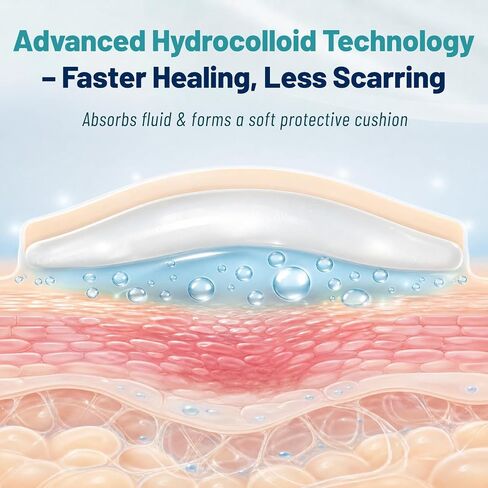 Ultra-Thin Hydrocolloid Gel Bandages for Advanced Healing, 30 Count Assorted Sizes, Waterproof Hydrocolloid Dressings for Minor Cuts, Scrapes, Blisters and Burns, Invisible Daily Protection in Saudi Arabia
