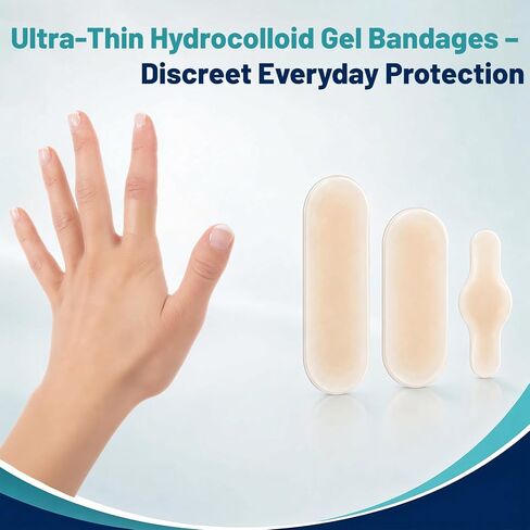Ultra-Thin Hydrocolloid Gel Bandages for Advanced Healing, 30 Count Assorted Sizes, Waterproof Hydrocolloid Dressings for Minor Cuts, Scrapes, Blisters and Burns, Invisible Daily Protection in Saudi Arabia