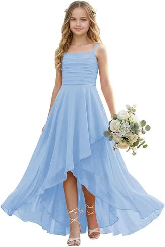 Junior Bridesmaid Dress Spaghetti Straps Girls Bridesmaid Dresses Princess Pageant Prom Gowns in Saudi Arabia