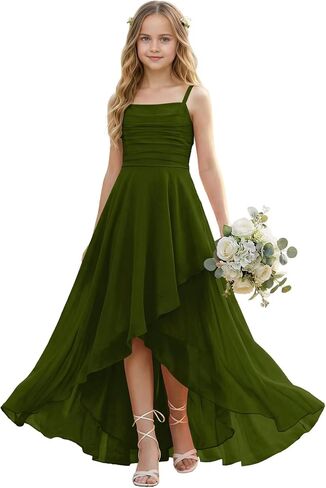 Junior Bridesmaid Dress Spaghetti Straps Girls Bridesmaid Dresses Princess Pageant Prom Gowns in Saudi Arabia