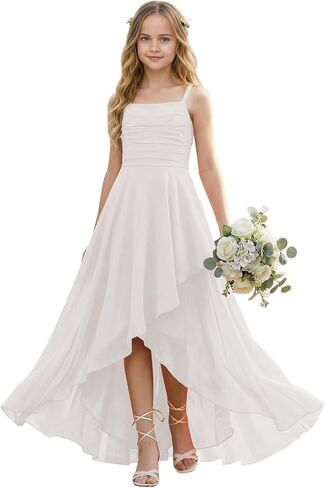Junior Bridesmaid Dress Spaghetti Straps Girls Bridesmaid Dresses Princess Pageant Prom Gowns in Saudi Arabia