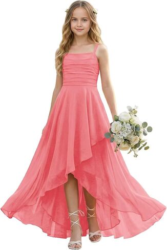 Junior Bridesmaid Dress Spaghetti Straps Girls Bridesmaid Dresses Princess Pageant Prom Gowns in Saudi Arabia