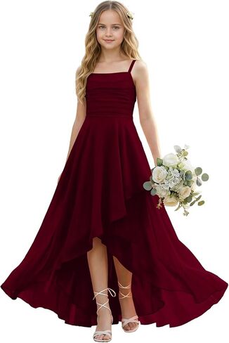 Junior Bridesmaid Dress Spaghetti Straps Girls Bridesmaid Dresses Princess Pageant Prom Gowns in Saudi Arabia