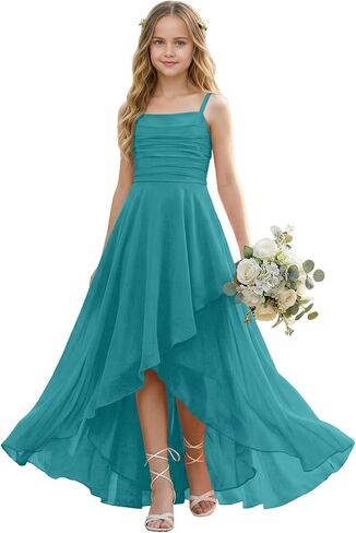 Junior Bridesmaid Dress Spaghetti Straps Girls Bridesmaid Dresses Princess Pageant Prom Gowns in Saudi Arabia