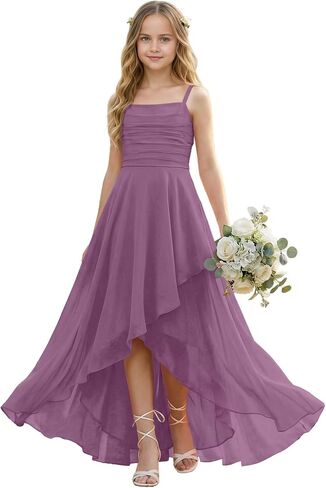 Junior Bridesmaid Dress Spaghetti Straps Girls Bridesmaid Dresses Princess Pageant Prom Gowns in Saudi Arabia