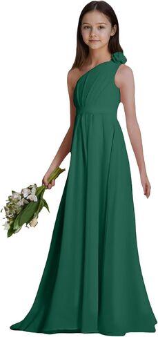 Chiffon Junior Bridesmaid Dresses One Shoulder Flower Girl Dresses for Wedding Girls Formal Dress in Saudi Arabia