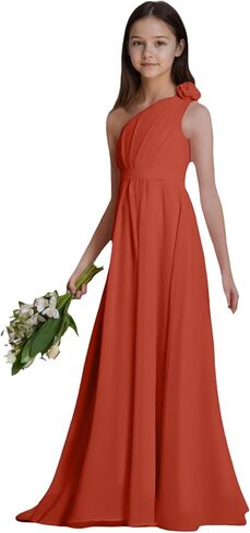 Chiffon Junior Bridesmaid Dresses One Shoulder Flower Girl Dresses for Wedding Girls Formal Dress in Saudi Arabia