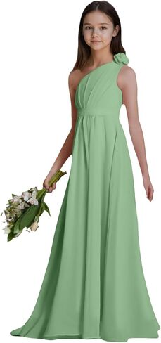 Chiffon Junior Bridesmaid Dresses One Shoulder Flower Girl Dresses for Wedding Girls Formal Dress in Saudi Arabia