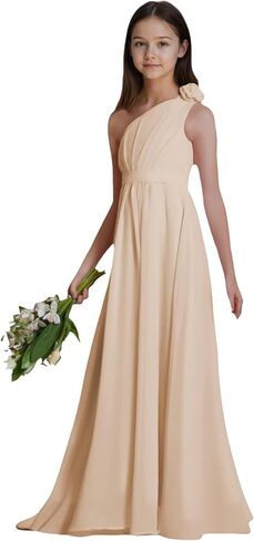 Chiffon Junior Bridesmaid Dresses One Shoulder Flower Girl Dresses for Wedding Girls Formal Dress in Saudi Arabia