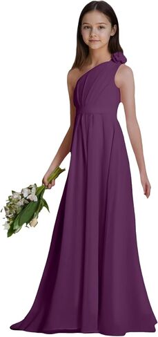 Chiffon Junior Bridesmaid Dresses One Shoulder Flower Girl Dresses for Wedding Girls Formal Dress in Saudi Arabia