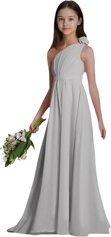 Chiffon Junior Bridesmaid Dresses One Shoulder Flower Girl Dresses for Wedding Girls Formal Dress in Saudi Arabia
