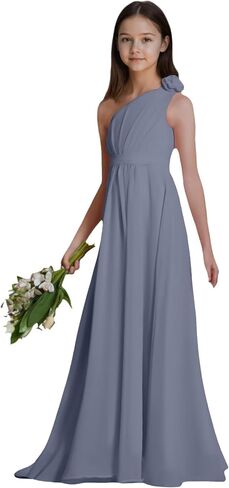 Chiffon Junior Bridesmaid Dresses One Shoulder Flower Girl Dresses for Wedding Girls Formal Dress in Saudi Arabia