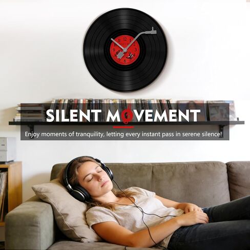 12 Inch Vinyl Record Wall Clock, Retro Music LP Decorative Clock, Non-Ticking Album Wall Clock, Vintage Record Player Design Musical Studio Decor for Music Lover Gift, Art Hanging Clock, Y2k Decor in Saudi Arabia
