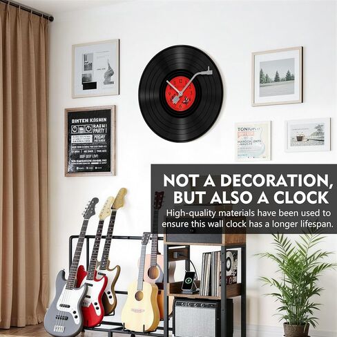 12 Inch Vinyl Record Wall Clock, Retro Music LP Decorative Clock, Non-Ticking Album Wall Clock, Vintage Record Player Design Musical Studio Decor for Music Lover Gift, Art Hanging Clock, Y2k Decor in Saudi Arabia
