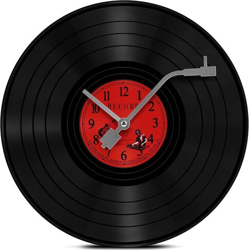 12 Inch Vinyl Record Wall Clock, Retro Music LP Decorative Clock, Non-Ticking Album Wall Clock, Vintage Record Player Design Musical Studio Decor for Music Lover Gift, Art Hanging Clock, Y2k Decor in Saudi Arabia
