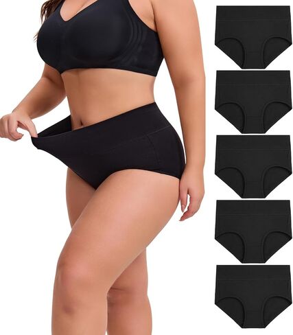 ملابس داخلية نسائية قطنية مقاس XL-5XL مقاس كبير، سراويل داخلية عالية الخصر، تغطية كاملة، سراويل نسائية داخلية in Kuwait