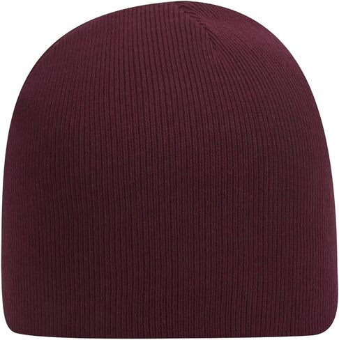 1 Pack 9 Inch Cuffless Knit Beanie Hat Cotton Blend Acrylic Stretch Winter Cap - Maroon in Saudi Arabia