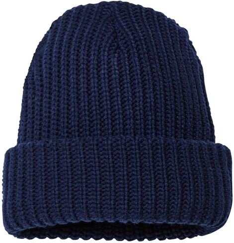 1 Pack Unisex 12 Inch Chunky Knit Cuffed Beanie Hat Acrylic Polyester - Navy in Saudi Arabia
