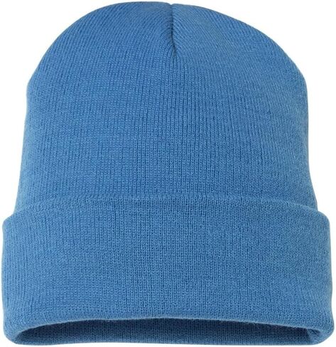 1 Pack 12 Inch Cuffed Acrylic Knit Beanie Hat Unisex - C Blue in Kuwait
