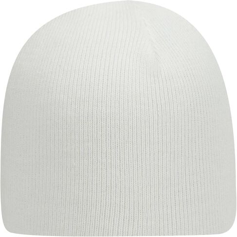 1 Pack 9 Inch Cuffless Knit Beanie Hat Cotton Blend Acrylic Stretch Winter Cap - White in Kuwait