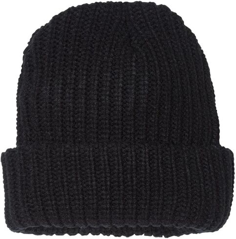 1 Pack Unisex 12 Inch Chunky Knit Cuffed Beanie Hat Acrylic Polyester - Black in Saudi Arabia