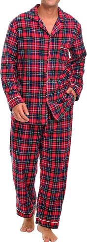 Alexander Del Rossa Lightweight Fleece Pajamas for Men, Long Sleeve Button Up PJ Set with Pockets in Kuwait